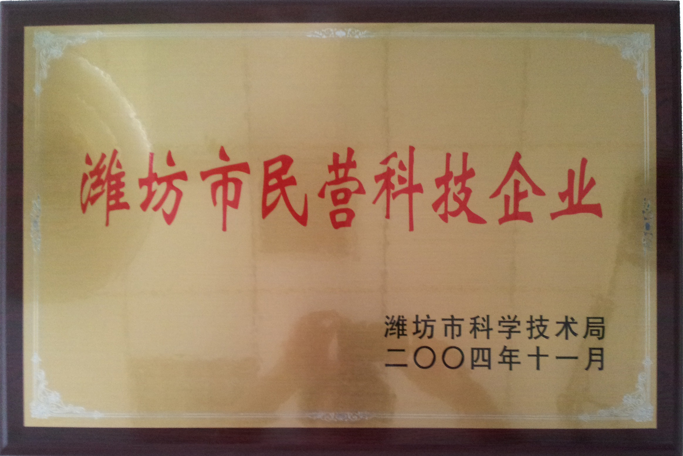 金铠甲获潍坊市民营科技企业