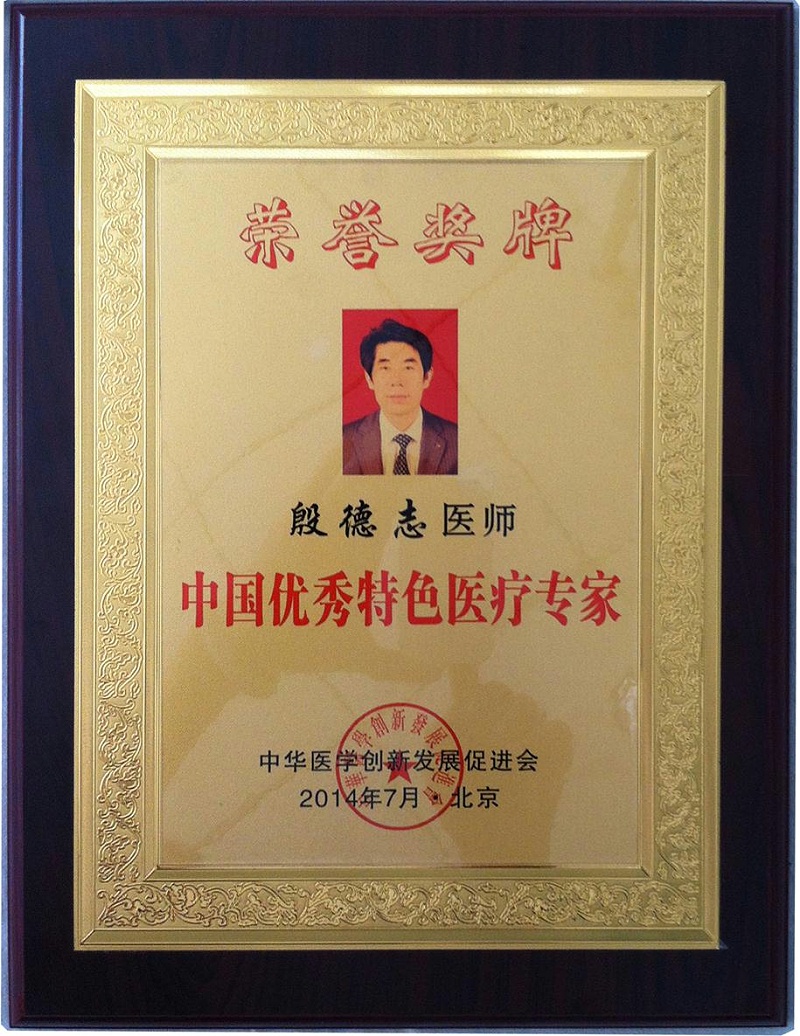 中国优秀特色医疗专家奖牌